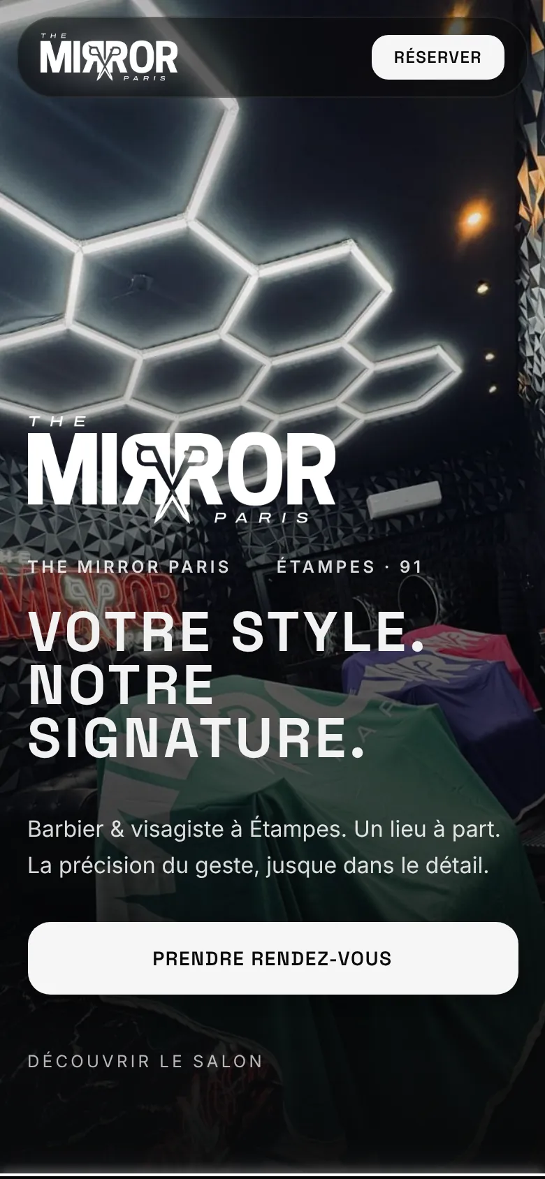 Le site The Mirror Paris sur mobile