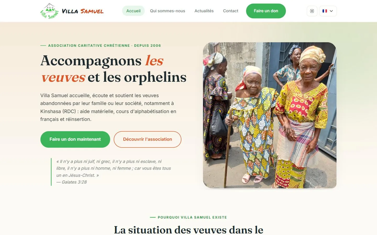 Page d'accueil du site Villa Samuel